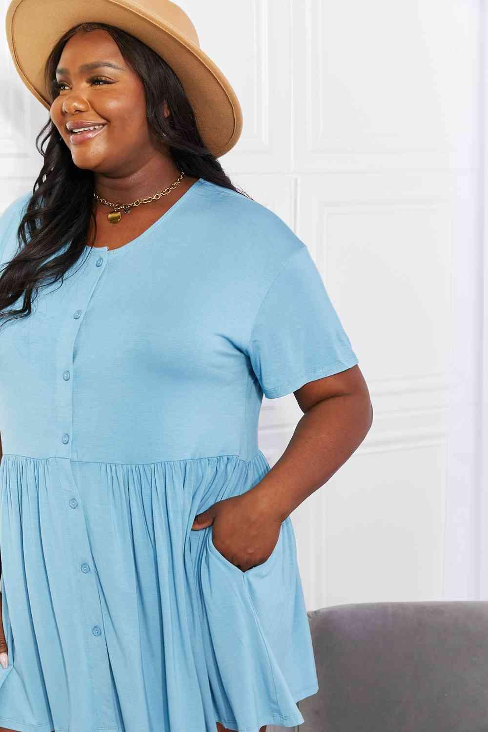 Yelete Full Size Oh Sweet Spring Button Up Flare Dress - AMIClubwear
