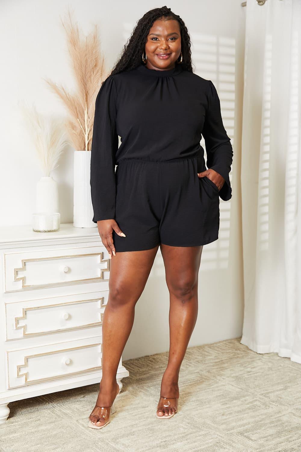 Culture Code Full Size Open Back Romper with Pockets - AMIClubwear
