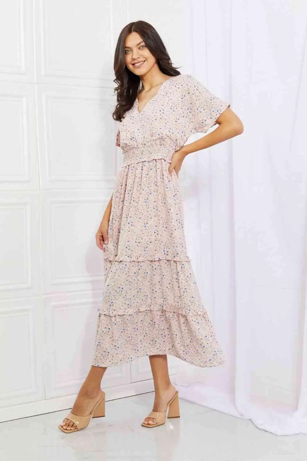 HEYSON Sweet Talk Kimono Sleeve Maxi Dress in Blush Pink