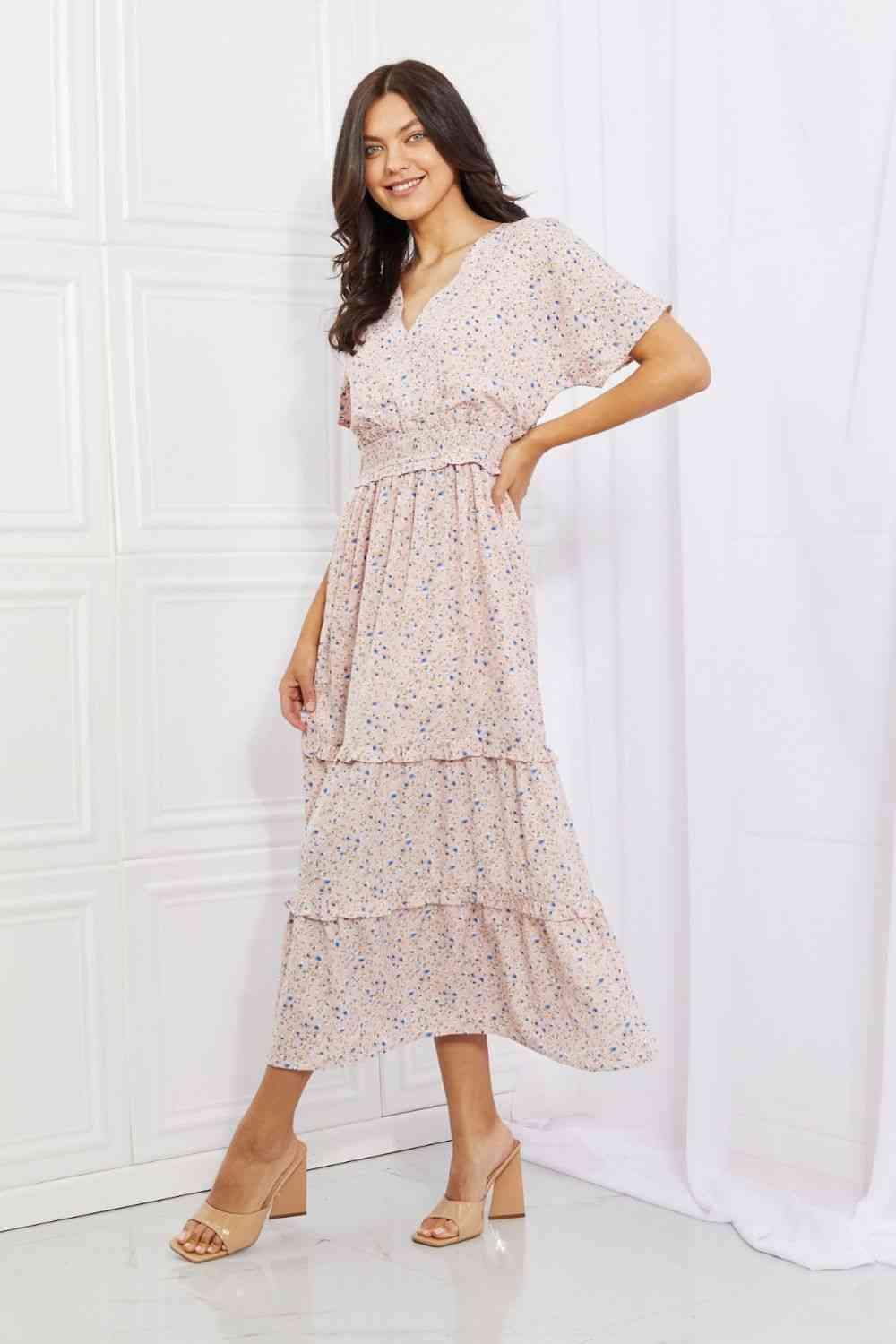 HEYSON Sweet Talk Kimono Sleeve Maxi Dress in Blush Pink - AMIClubwear