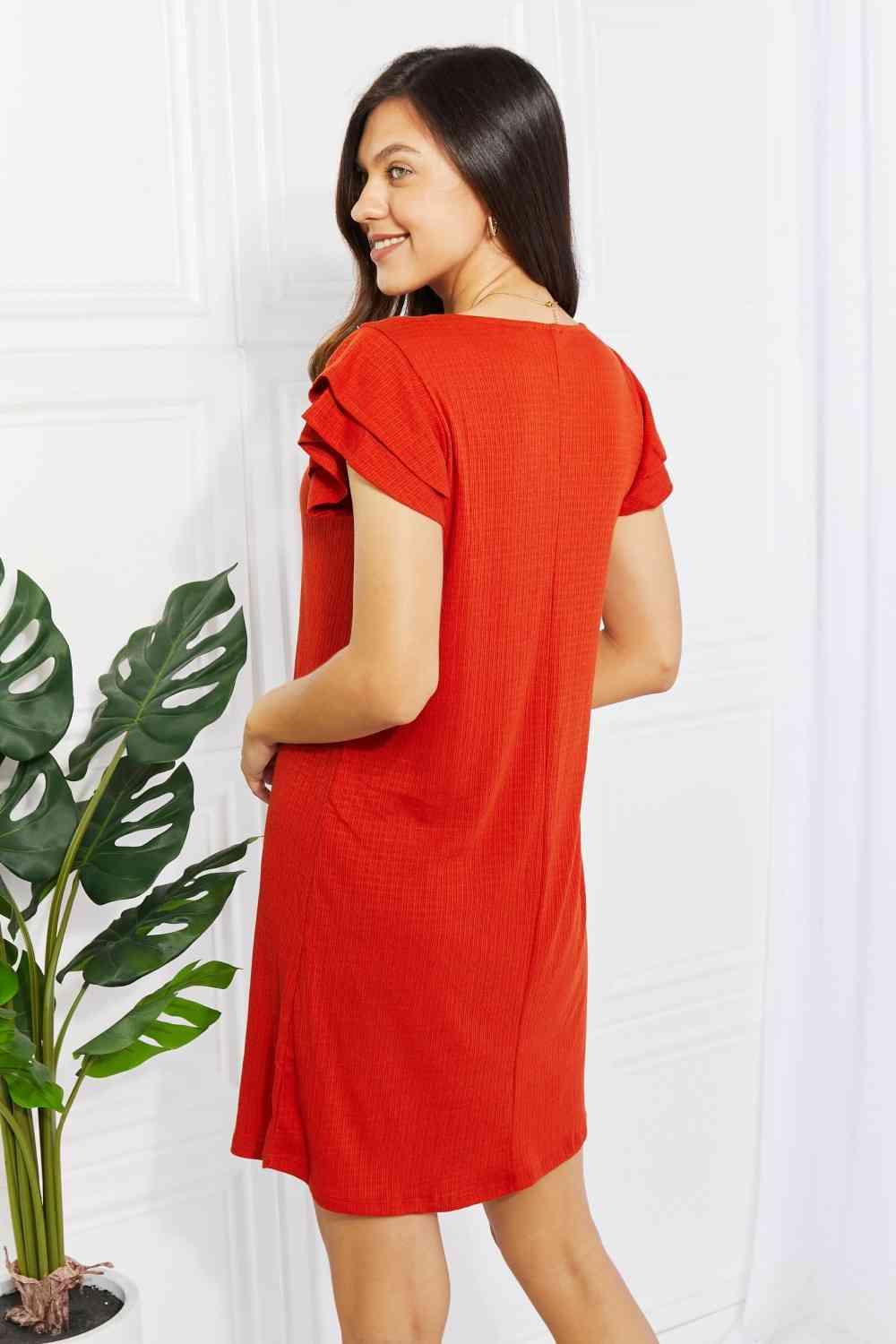 Zenana Living Life Full Size Layered Ruffle Sleeve Dress - AMIClubwear