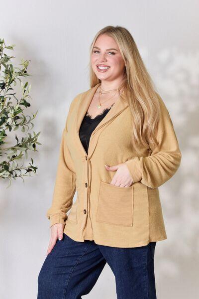 Heimish Full Size Button Up Long Sleeve Cardigan - AMIClubwear