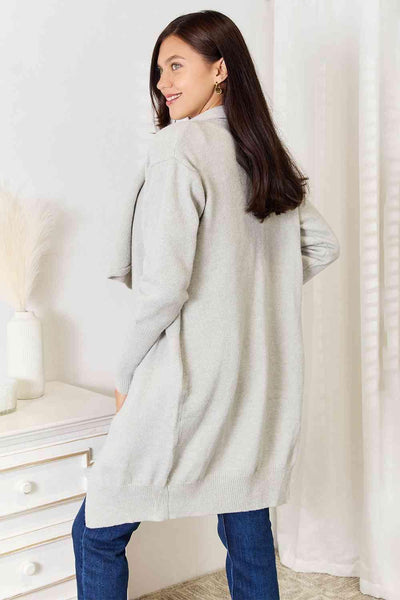 Double Take Open Front Duster Cardigan with Pockets - AMIClubwear