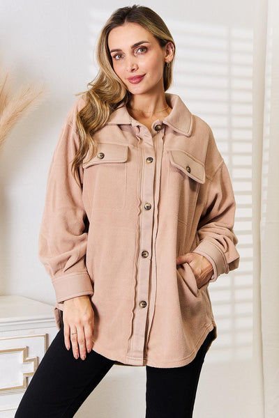 Heimish Cozy Girl Full Size Button Down Shacket - AMIClubwear