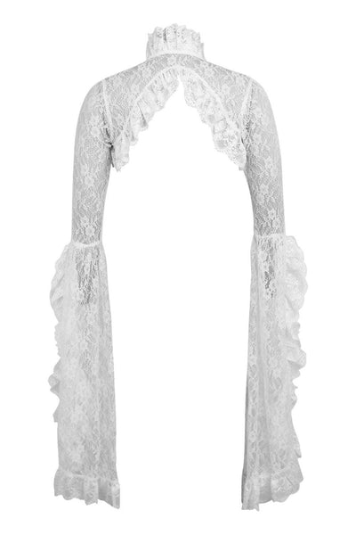 White Lace Shrug Bolero Jacket - AMIClubwear