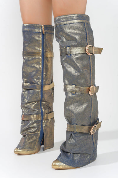 LARGO - DENIM Thigh High Boots - AMIClubwear