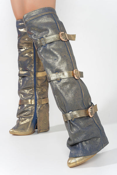 LARGO - DENIM Thigh High Boots - AMIClubwear