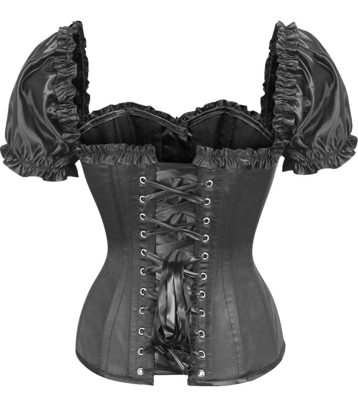 Black Rhinestone Overbust Corset  Steel boned corsets, Black lace