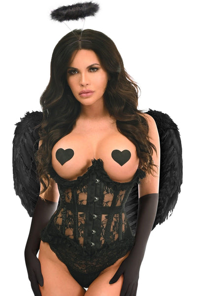 Top Drawer 4 PC Black Lace Dark Angel Corset Costume