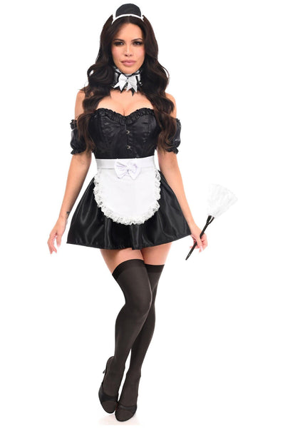 Top Drawer 6 PC Frisky French Maid Corset Costume - AMIClubwear