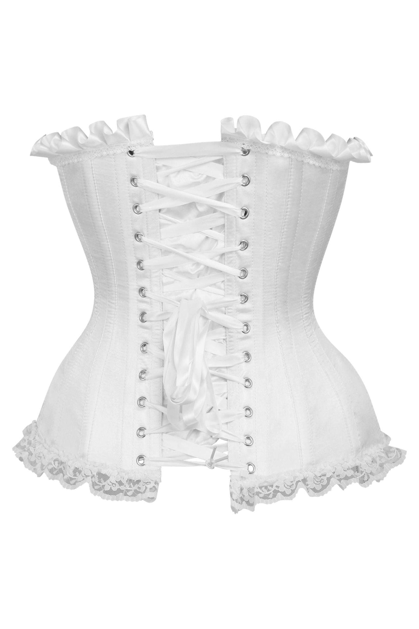 Daisy Corsets Top Drawer White Satin Steel Boned Burlesque Corset –  AMIClubwear