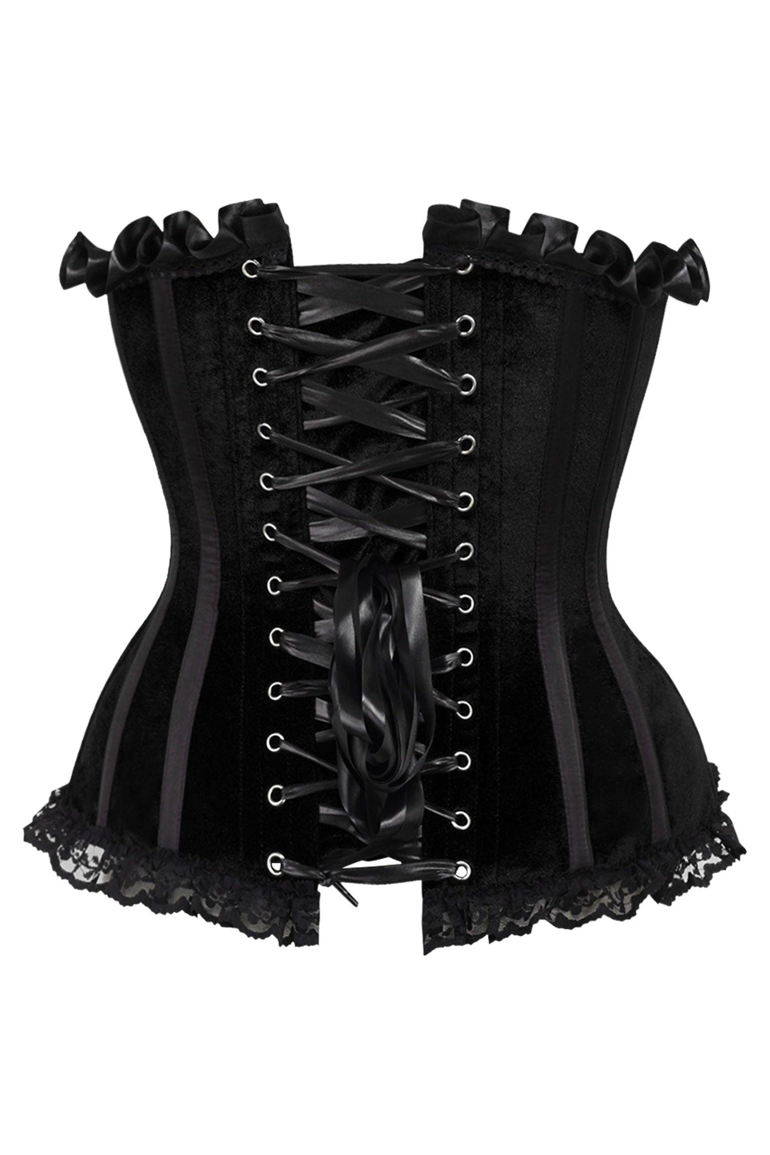 Daisy Corsets Top Drawer Black Velvet Steel Boned Burlesque Corset –  AMIClubwear