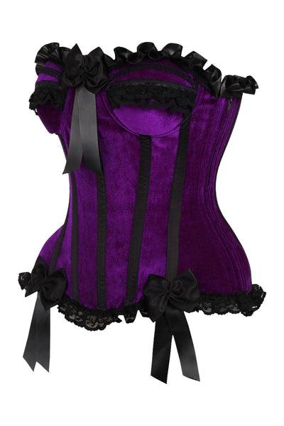 Top Drawer Purple Velvet Steel Boned Burlesque Corset