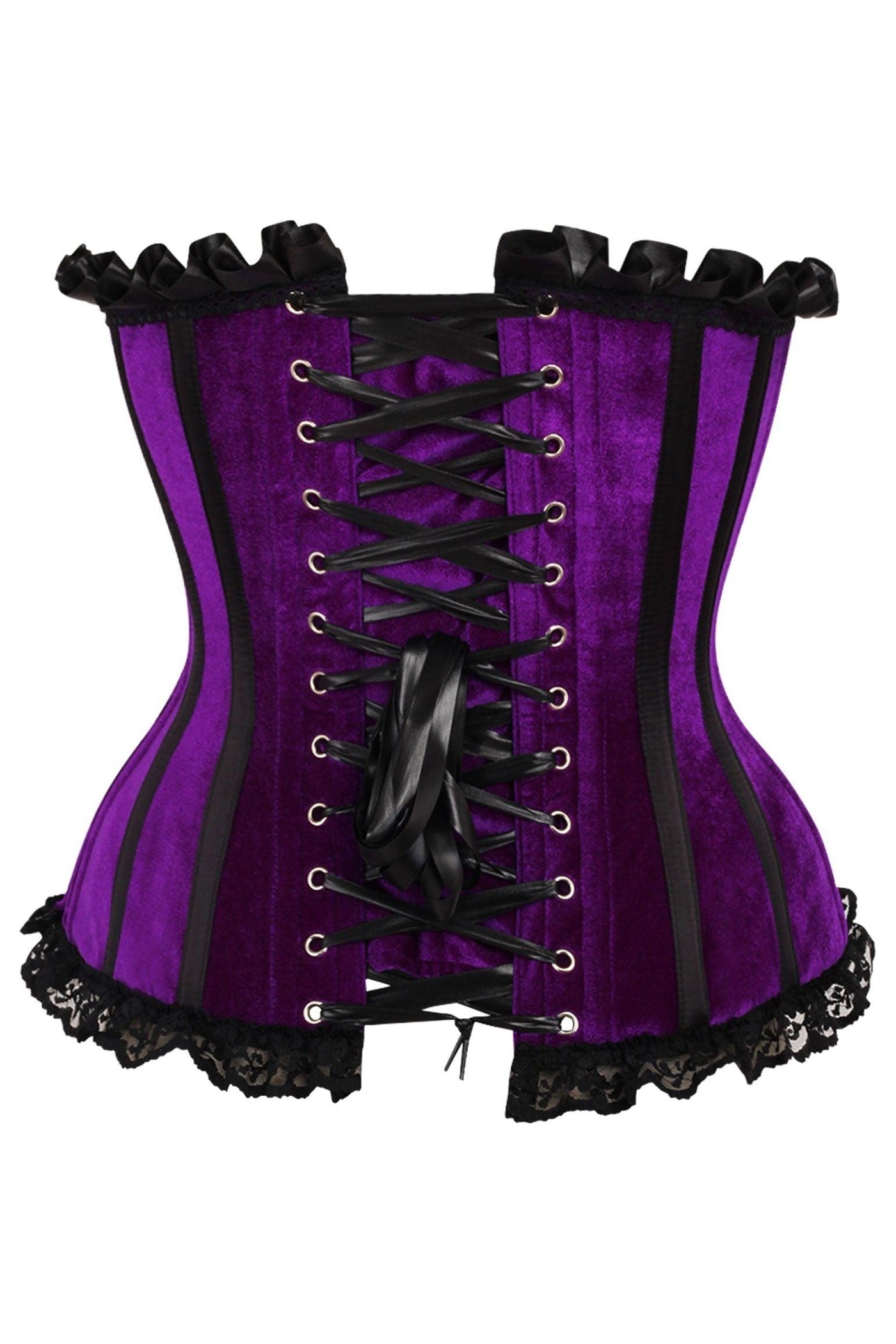 Top Drawer Purple Velvet Steel Boned Burlesque Corset - AMIClubwear