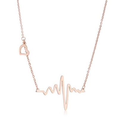 A contemporary heartbeat design accents a trendy necklace. Perfect for everyday! - AMIClubwear