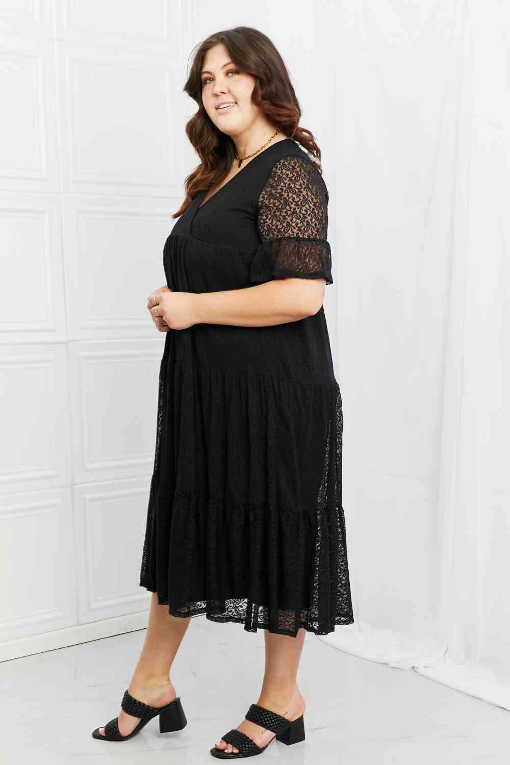 P & Rose Lovely Lace Full Size Tiered Dress - AMIClubwear