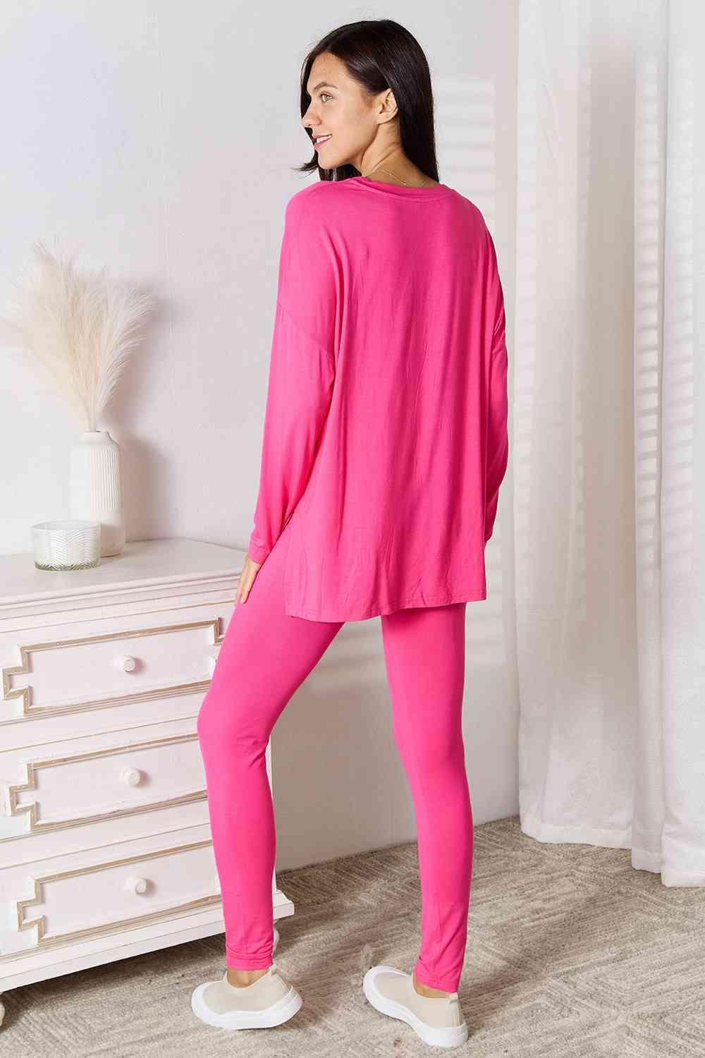 Basic Bae Full Size V-Neck Soft Rayon Long Sleeve Top and Pants Lounge Set - AMIClubwear