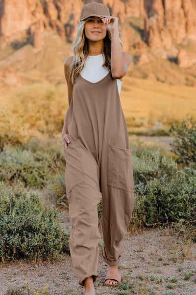 Double Take Full Size V-Neck Sleeveless Jumpsuit with Pockets - AMIClubwear