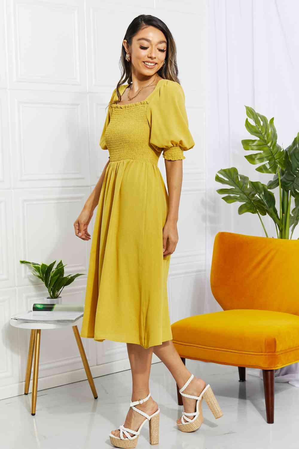 ODDI Full Size Love You Forever Square Neck Midi Dress - AMIClubwear