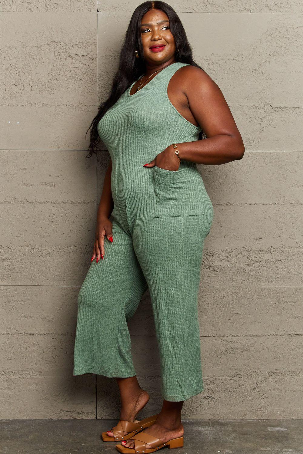 HEYSON Don't Get It Twisted Full Size Rib Knit Jumpsuit - AMIClubwear