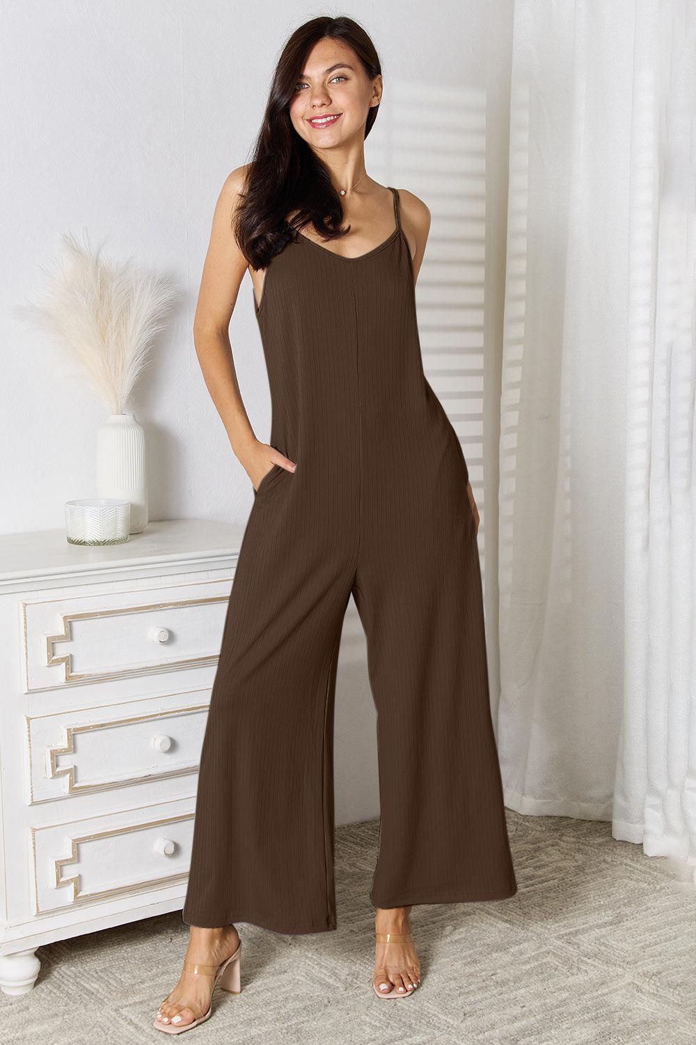 Basic Bae Full Size Spaghetti Strap V-Neck Jumpsuit - AMIClubwear