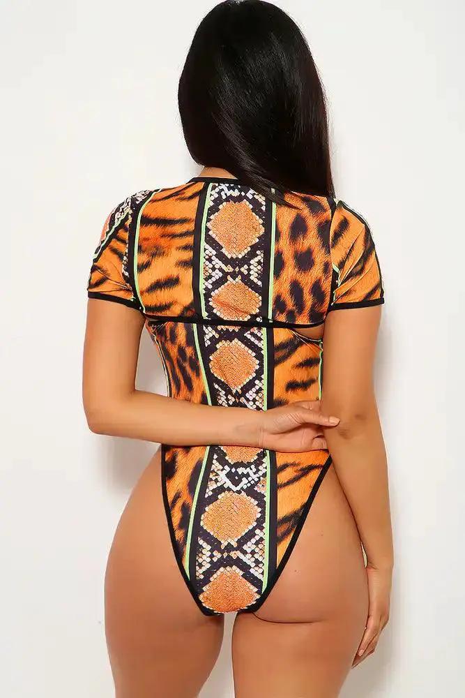 Animal Print Black Plunging Two Piece Swimsuit