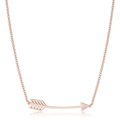 Arianna Rose Gold Stainless Steel Arrow Necklace - AMIClubwear