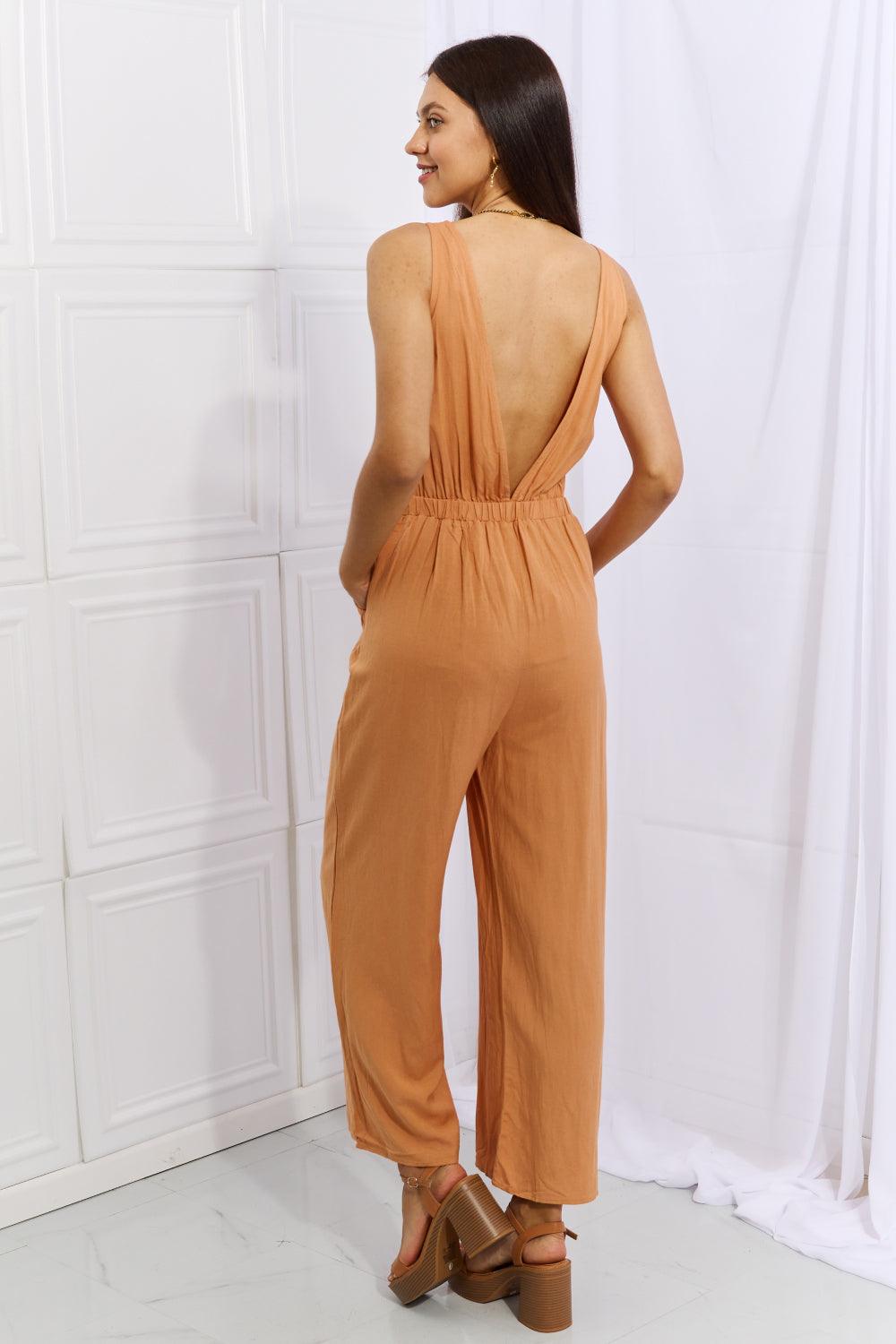 HEYSON Feels Right Cut Out Detail Wide Leg Jumpsuit in Sherbet - AMIClubwear