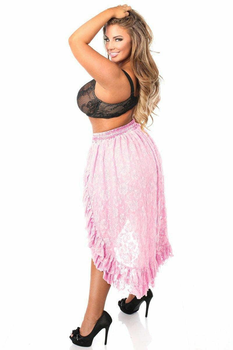 Baby Pink Lace High Low Skirt - Daisy Corsets
