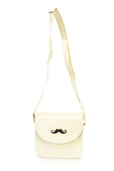 Baby Yellow Mustache Pendant Faux Leather Mini Handbag - AMIClubwear