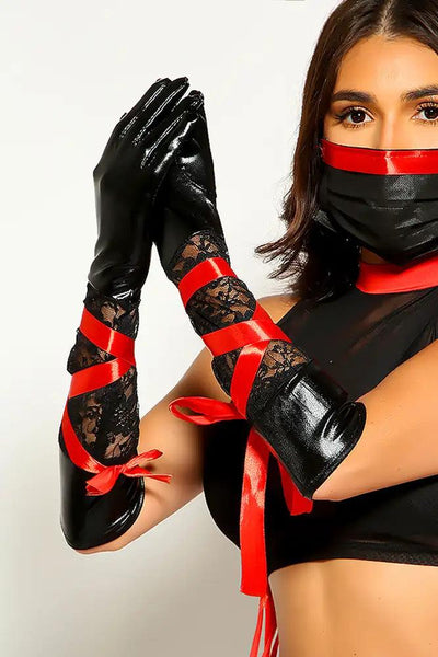 Back Lace Faux Leather Gloves - AMIClubwear