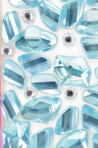 Bahama Blue Faceted Beaded Gemstone Stickers - AMIClubwear