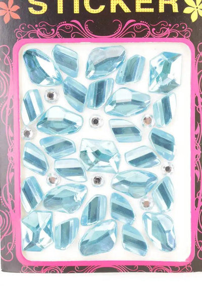 Bahama Blue Faceted Beaded Gemstone Stickers - AMIClubwear