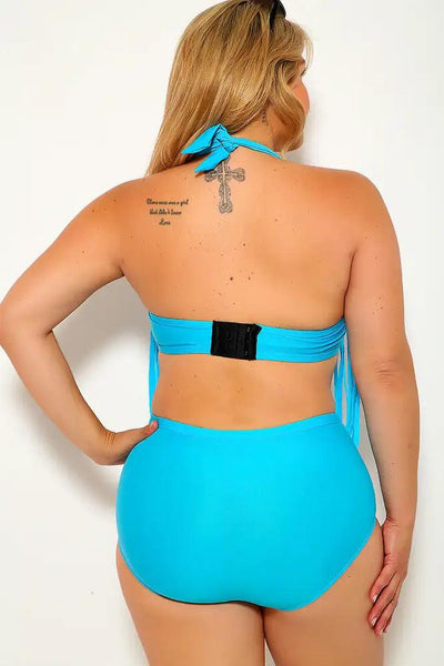 Bahama Blue Fringe Plus Size Two Piece Swimsuit - AMIClubwear