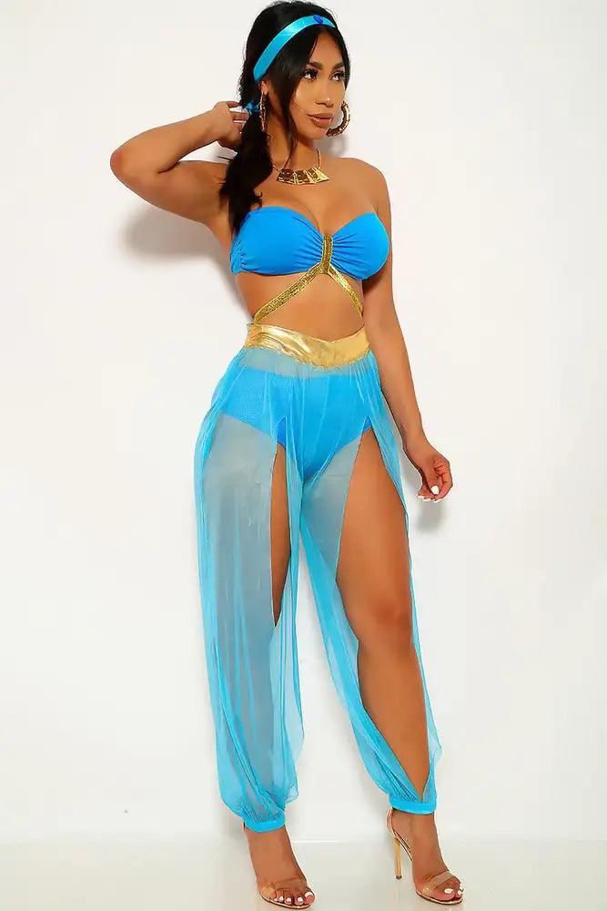 Bahama Blue Gold Princess J 3 Piece Costume - AMIClubwear