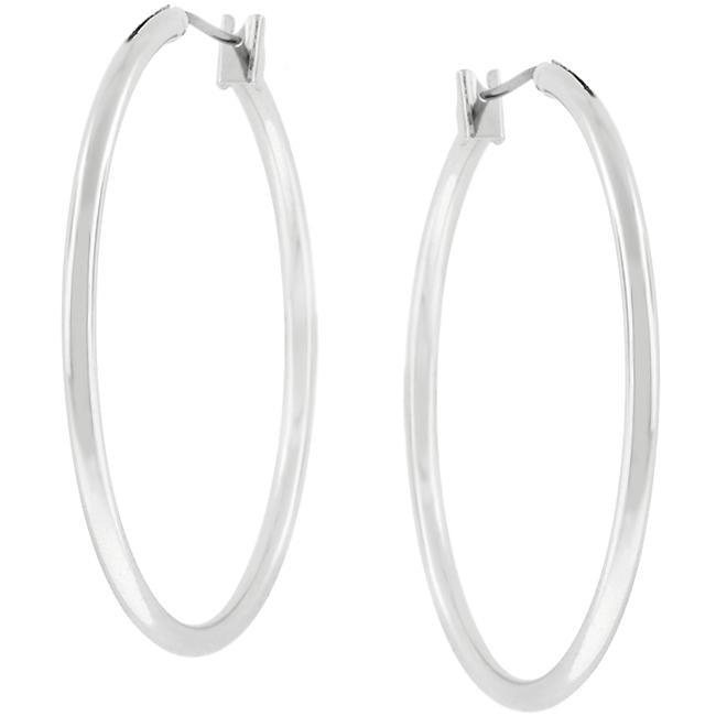 Basic Silvertone Finish Hoop Earrings - AMIClubwear