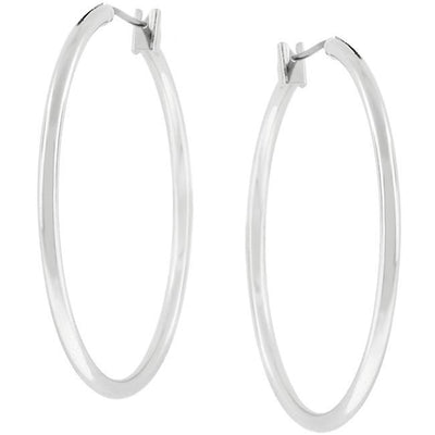 Basic Silvertone Finish Hoop Earrings - AMIClubwear