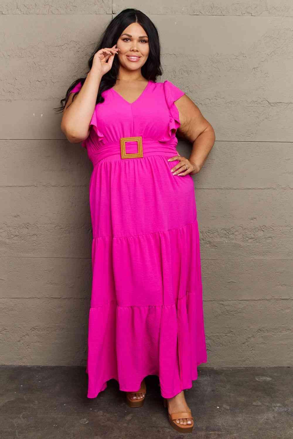 GeeGee Fancy Fizz Plus Size Tiered Side Slit Maxi Dress - AMIClubwear