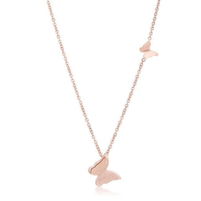 Beatrice Rose Gold Stainless Steel Delicate Butterfly Necklace - AMIClubwear