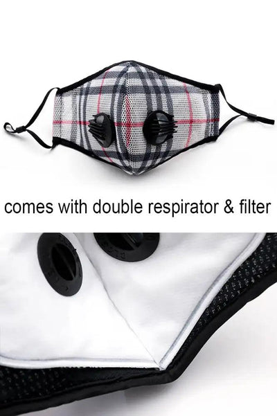 Beige Black Double Respirator Filter Face Mask - AMIClubwear