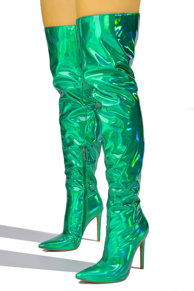 BEMILIA-FB - GREEN Thigh High Boots - AMIClubwear