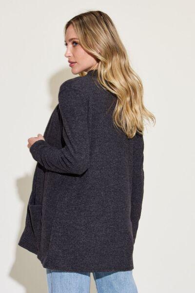 Zenana Open Front Long Sleeve Cardigan - AMIClubwear