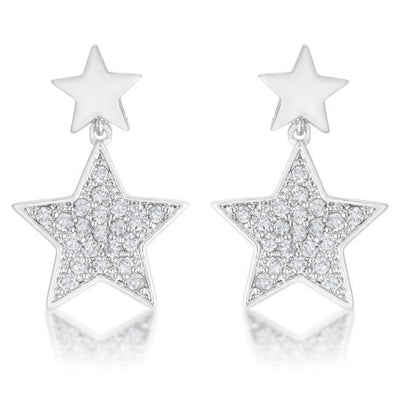 Bianca 0.5ct CZ Rhodium Star Drop Earrings - AMIClubwear