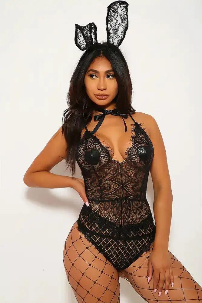 Black 1 Piece Sexy Bodysuit Costume