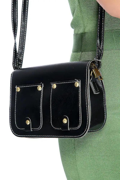 Black Adjustable Shoulder Strap Handbag - AMIClubwear