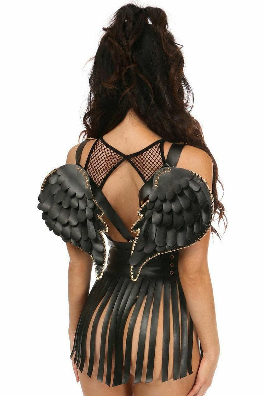 Black & Gold Vegan Leather Angel Wings - Daisy Corsets