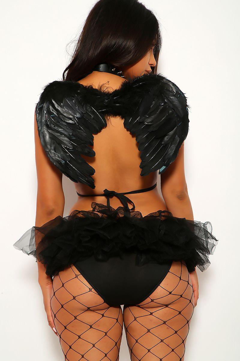 Black Angel Bodysuit 2 Piece Costume - AMIClubwear