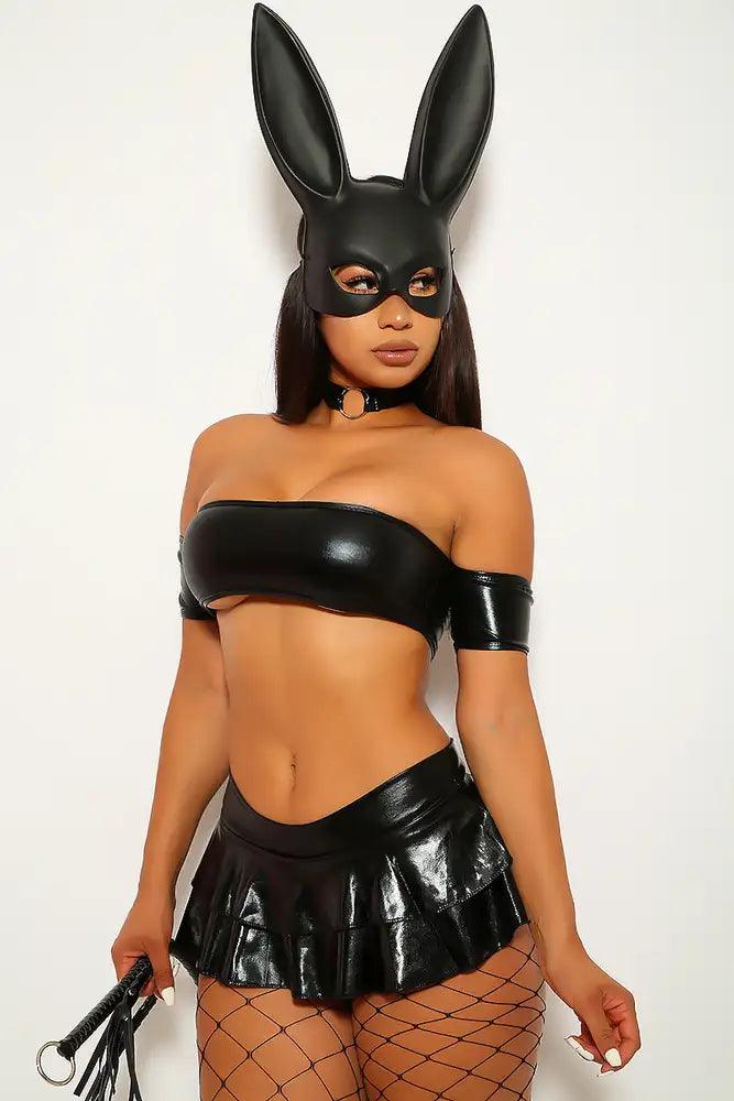 Black Bad Dark Bunny Three Piece Costume - AMIClubwear