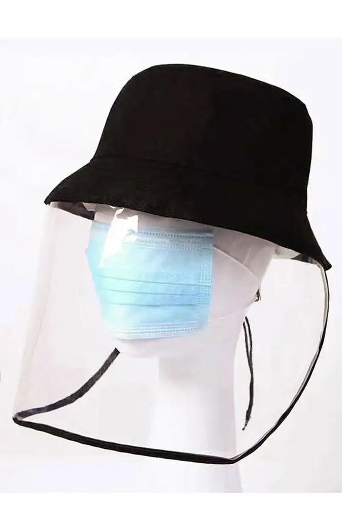 Black Bucket Hat Protection Visor Mask - AMIClubwear