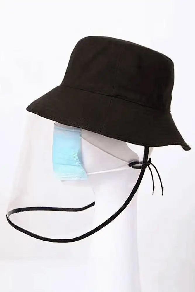 Black Bucket Hat Protection Visor Mask - AMIClubwear